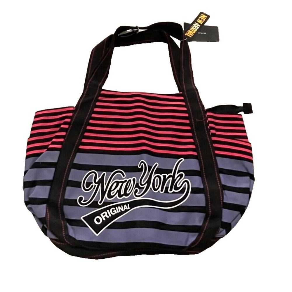 Robin Ruth NY Original SML Wave Striped Canvas Bag w/ Pockets & Zip Closure; NWT